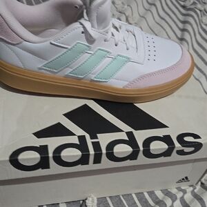 Adidas Kids' White and Pink Sneakers